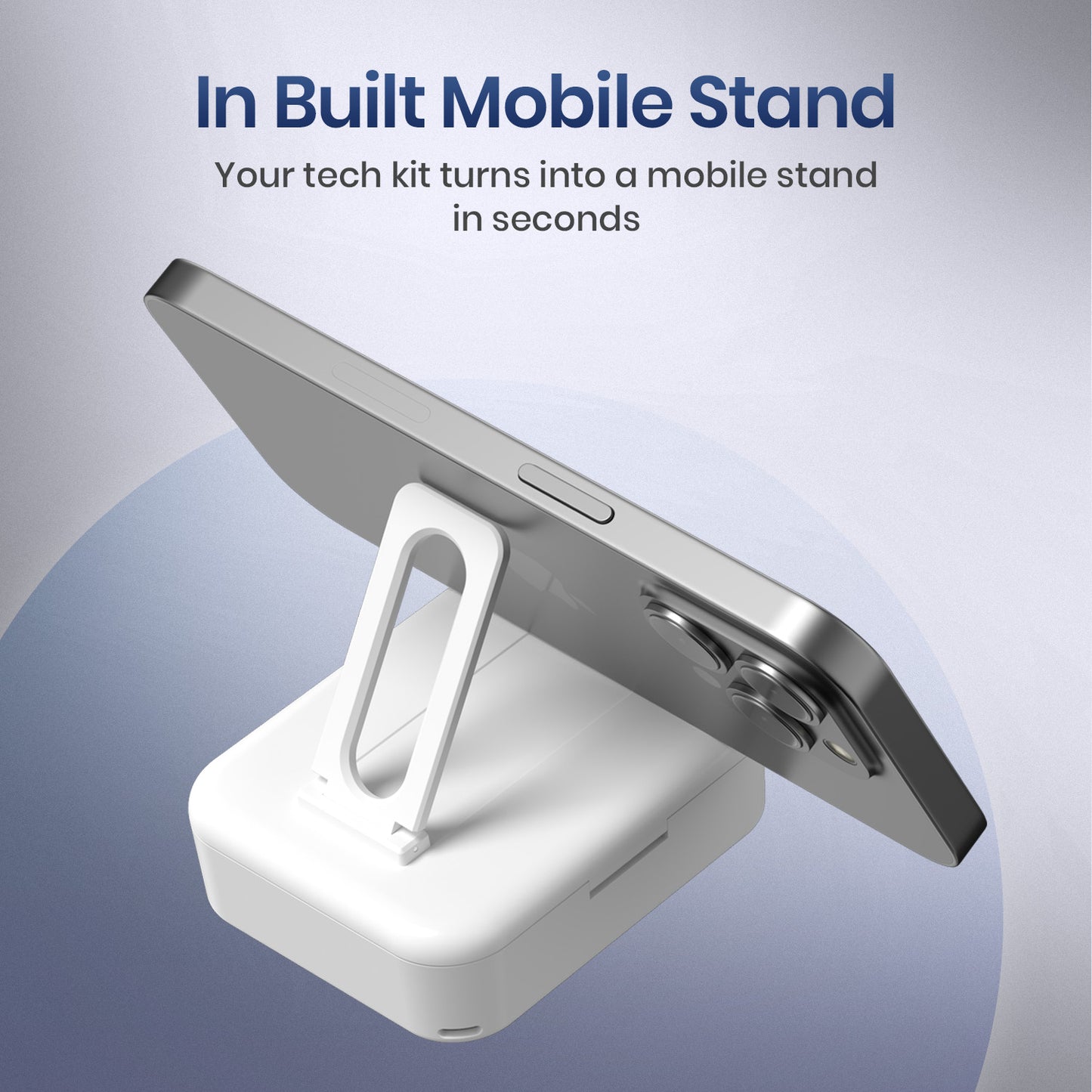 White Portronics Smartpod Desktop Wireless Charger | Portable Mobile Stand with Charging & Cleaning Kit | desktop wireless charger, mobile phone stand