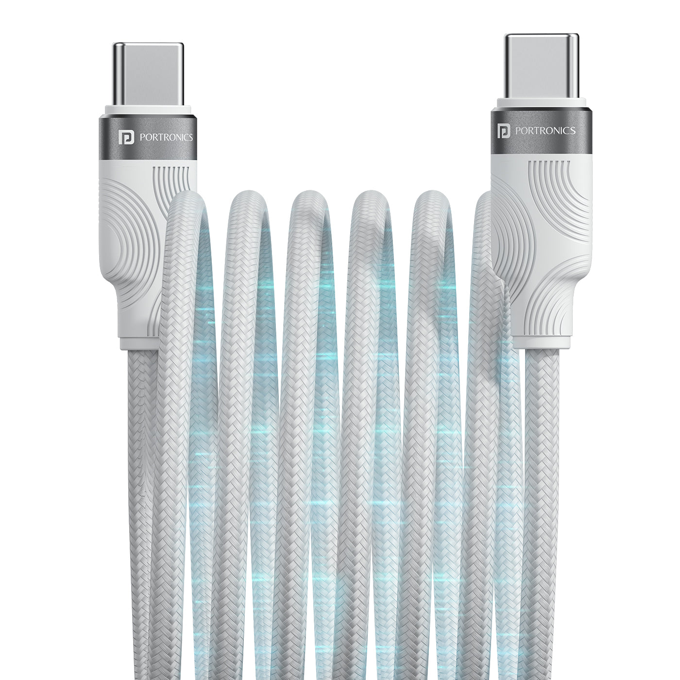 Portronics Snaplink C Square USB Type-C Cable to Type-C Magnetic Cable with 60W Fast Charging for Android Smartphones, Tablets & Laptops| best type c charging cable for smartphone