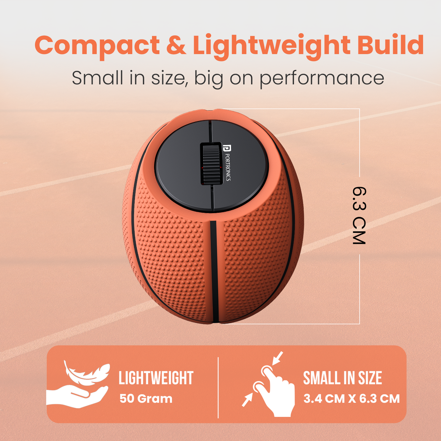 Portronics wired mouse alternative ToadPlay Basketball with wireless optical functionality, rechargeable polymer battery, and Bluetooth connectivity, an excellent choice for best mouse for home office users.