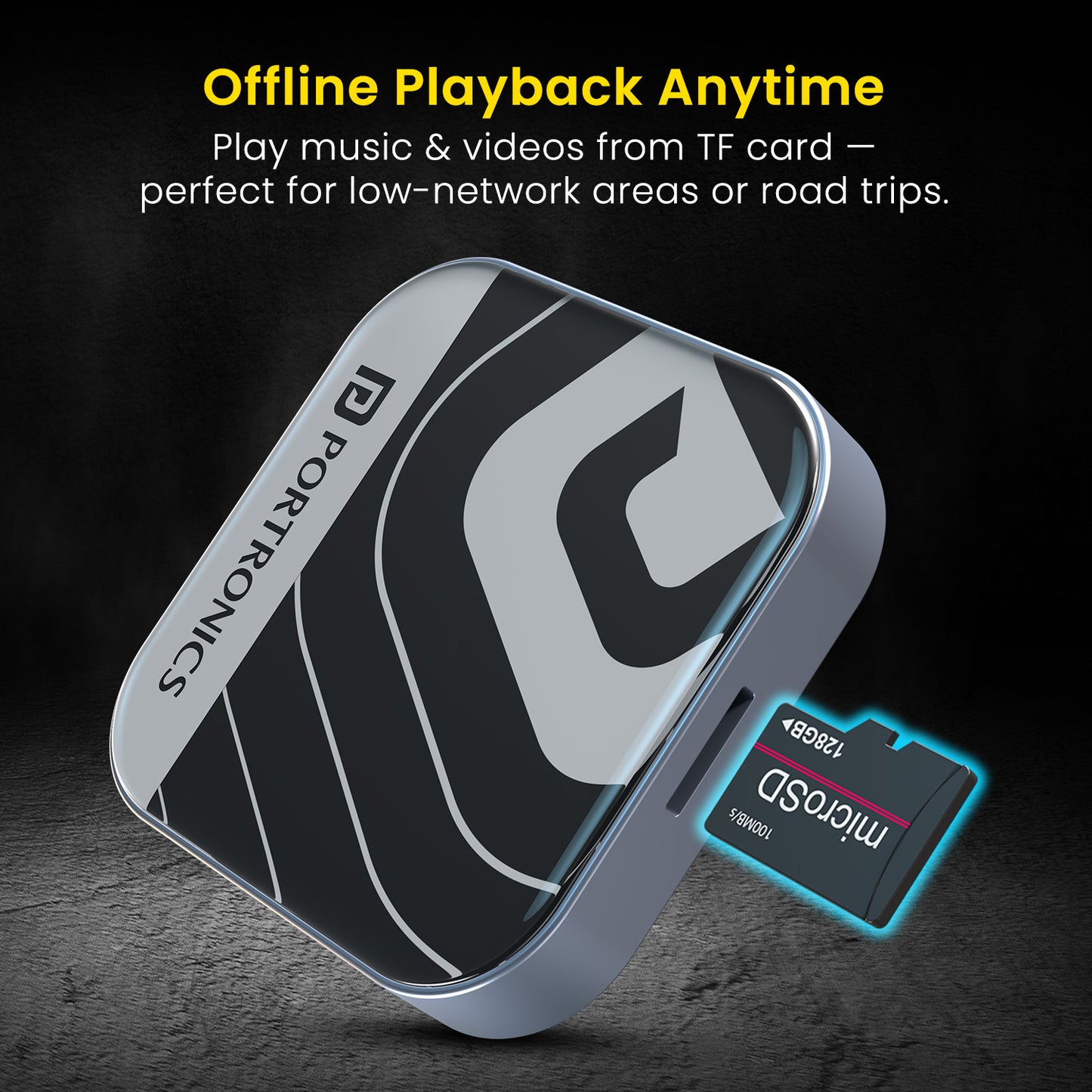 Portronics Tune plus Wireless CarPlay Receiver | Dual USB-A and Type-C Powered Car Bluetooth Adapter | Supports Wireless Android Auto, Streaming Apps, and Offline Playback | Smart Audio Connector for Car Bluetooth Integration and Clutter-Free Dashboard Experience | Top Car Accessory in India