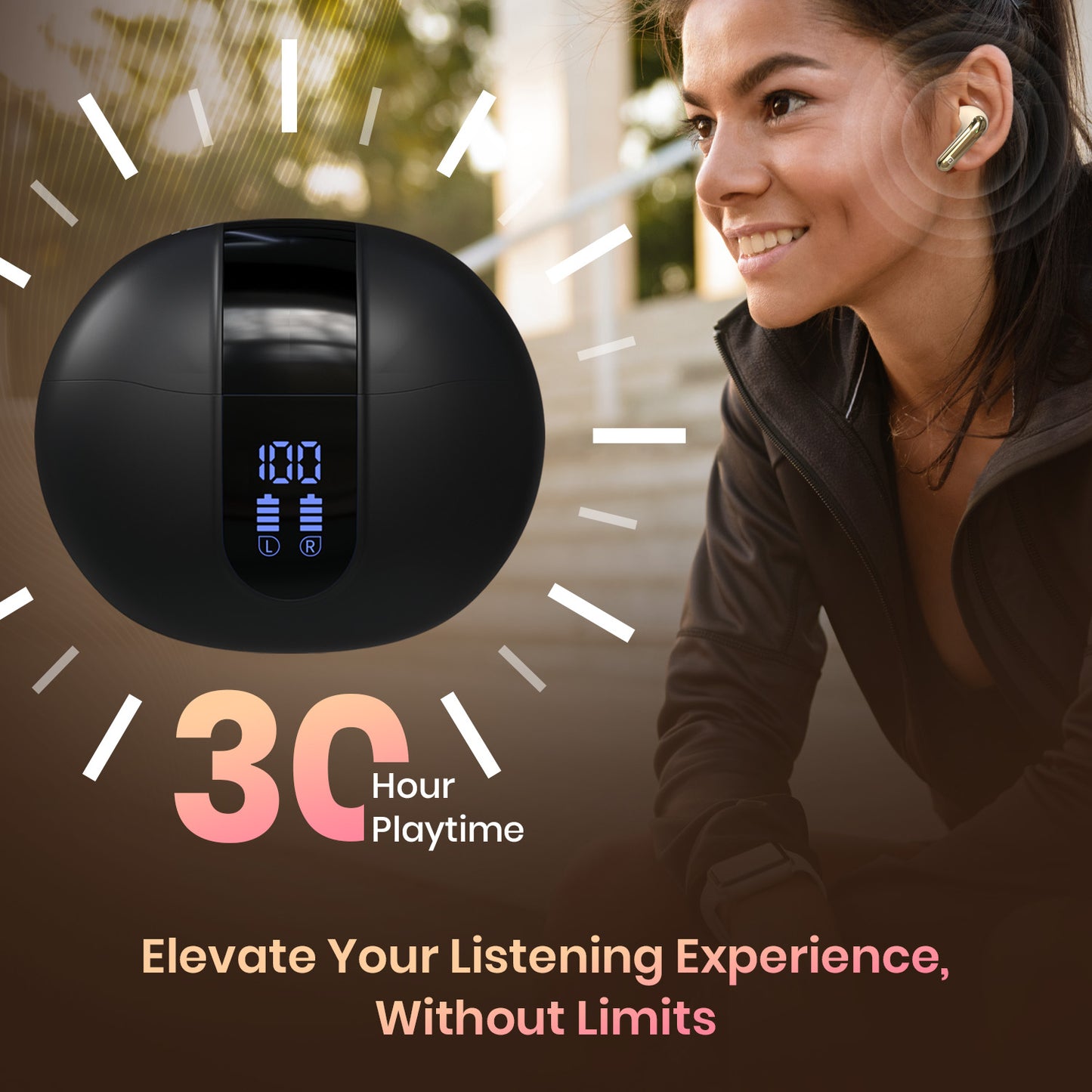 Black Portronics Twins 29 best ANC earbuds with 30 hours of total playtime| type c charging wireless earbuds| earbuds for travelers