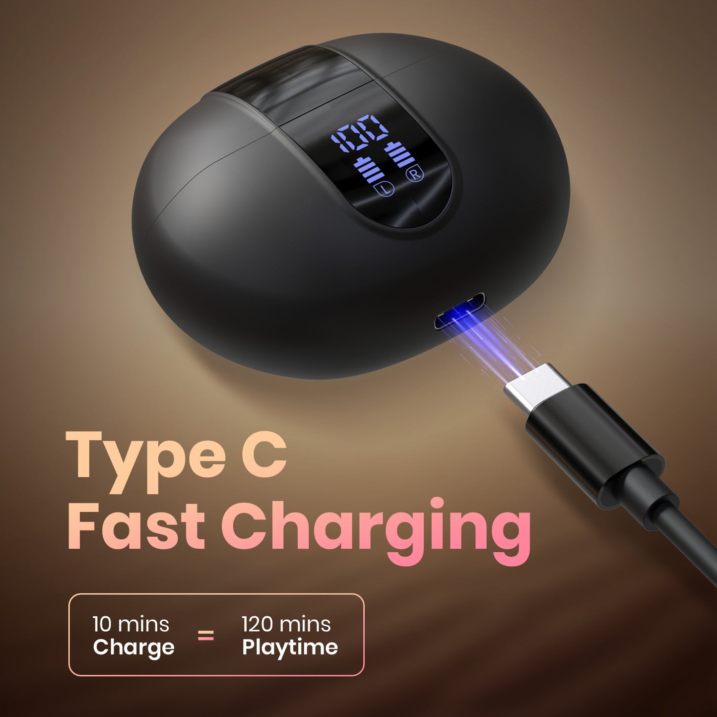 Black Portronics Twins 29 best earbuds under 1500 with 13mm drivers, rich bass, and Type-C fast charging| best wireless earbuds