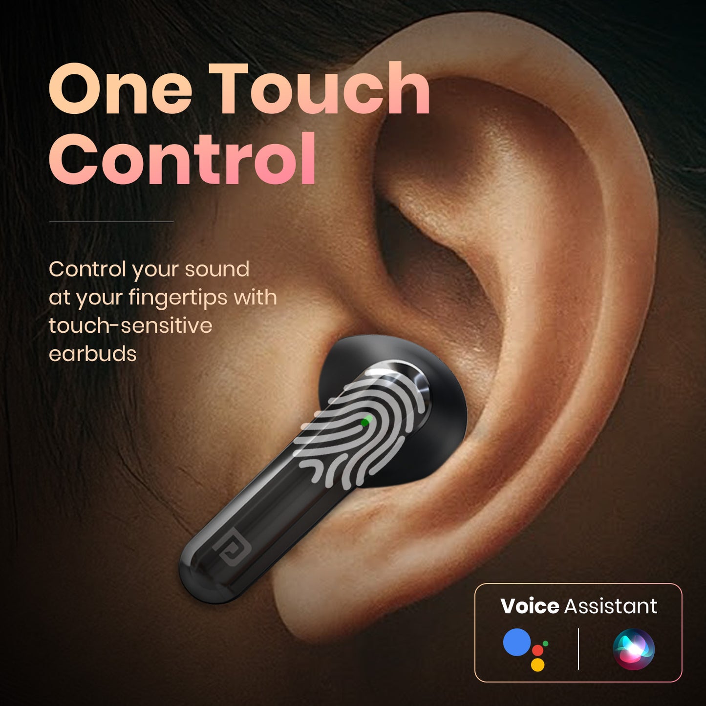 Black Portronics Twins 29 earbuds with ANC and ENC for distraction-free music and professional-quality calls| touch control earbuds| best earbuds online