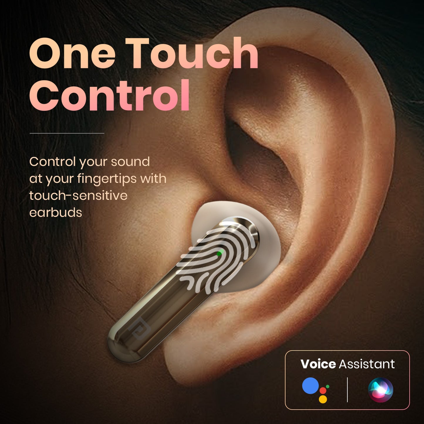 Beige Portronics Twins 29 earbuds with touch control and voice assistant| best gaming earbuds with low latency and dynamic sound for competitive gaming