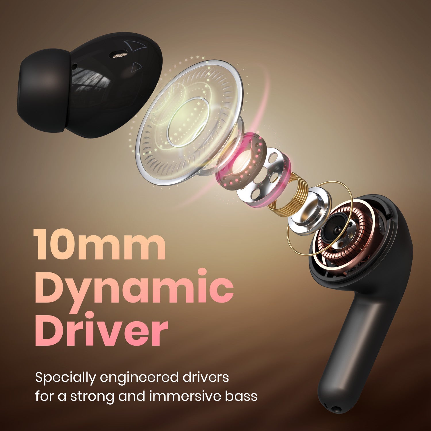 Black Portronics Twins 29 high bass earbuds with 13 mm dynamic drivers for enhanced audio clarity and depth| best earbuds online at affordable rate