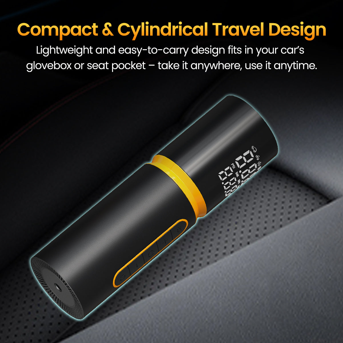 Portronics VAYU 5.0 Lite Tyre Inflator | Smart Corded Car Tyre Air Pump with High-Performance 150 PSI Motor | LED Digital Display for Accurate PSI | Automatic Shut Off to Prevent Over-Inflation | Compact 19x10x5.4 cm, Lightweight 540g | Perfect Tyre Accessory for Cars, Bikes, Cycles & Sports Balls with LED Emergency Light