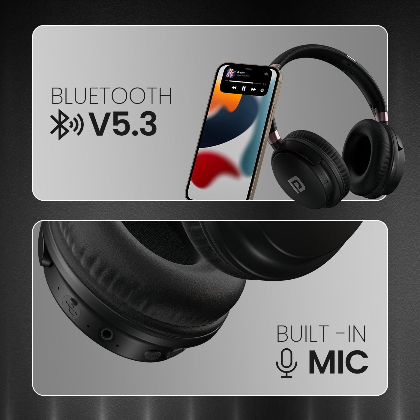 Portronics bluetooth headphones Muff M3 has instant connectivity like bluetooth 5.3v and voice assistant