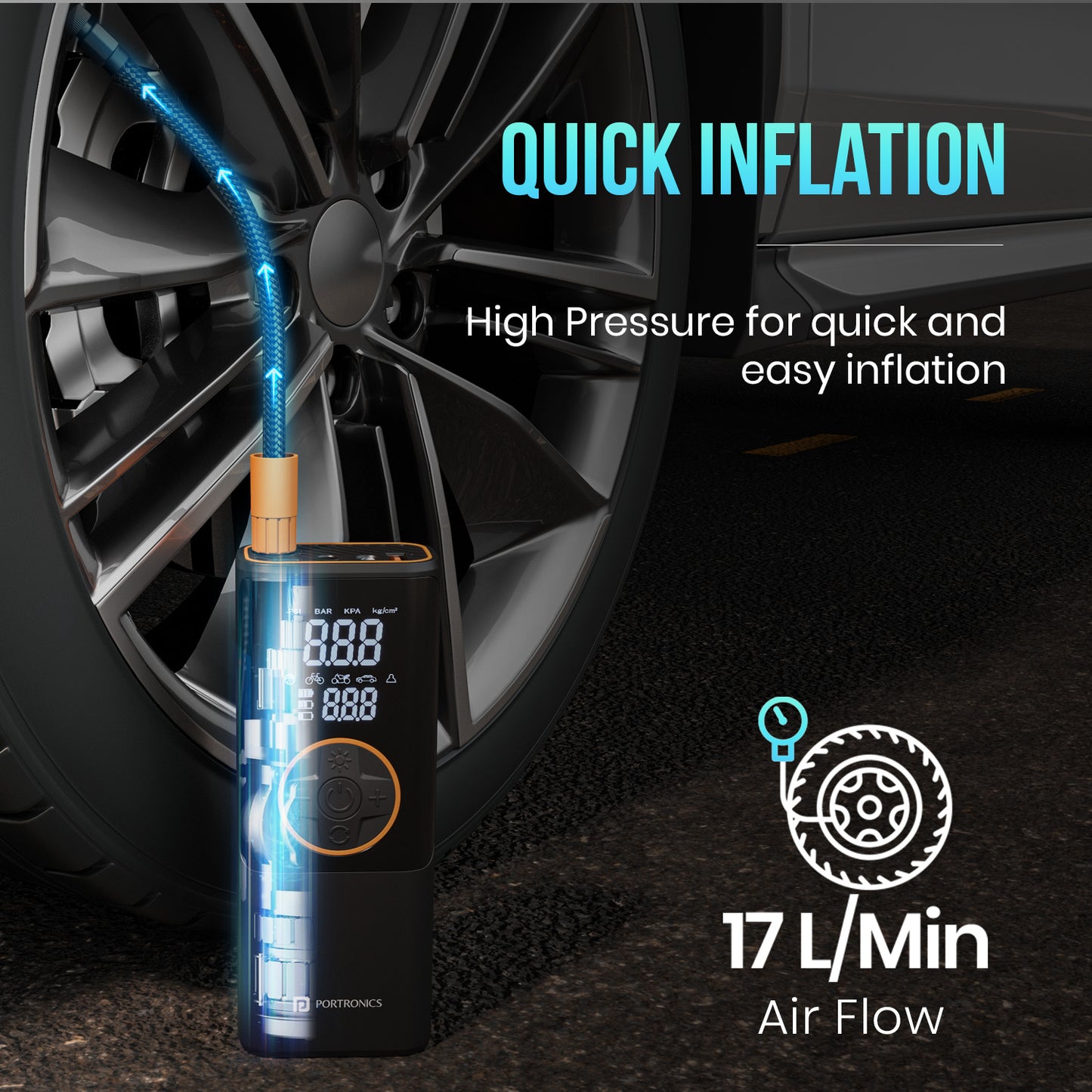 Portronics vayu 4.0 portable tyre inflator| super fast filling with car tyre inflator| best car accessories at discount price by portronics