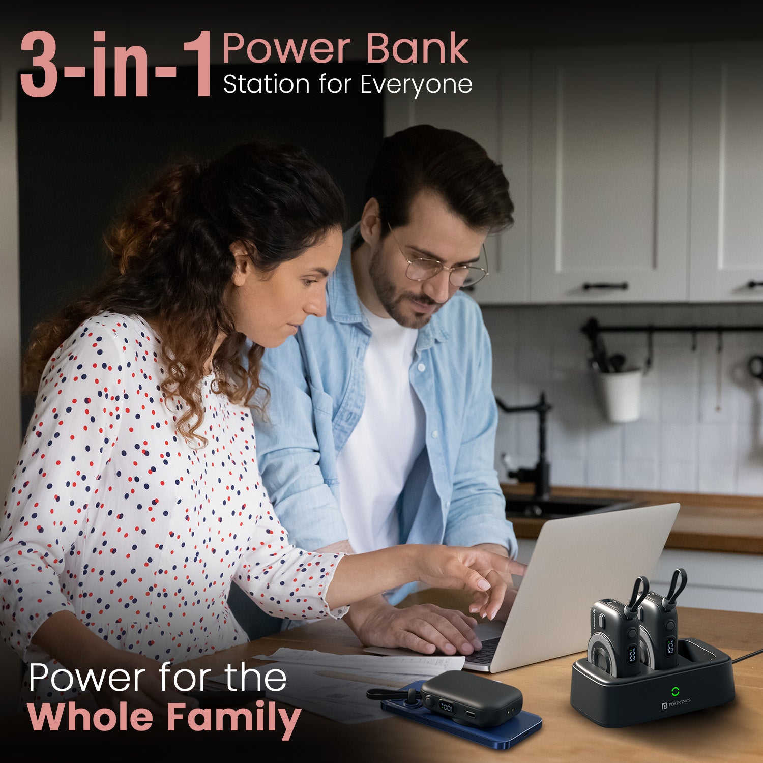 Smallest Power Bank with 3-in-1 Charging – Power Shutter Home Portronics Power Bank for Mobile and Wireless Charging Convenience| best wireless powerbank online
