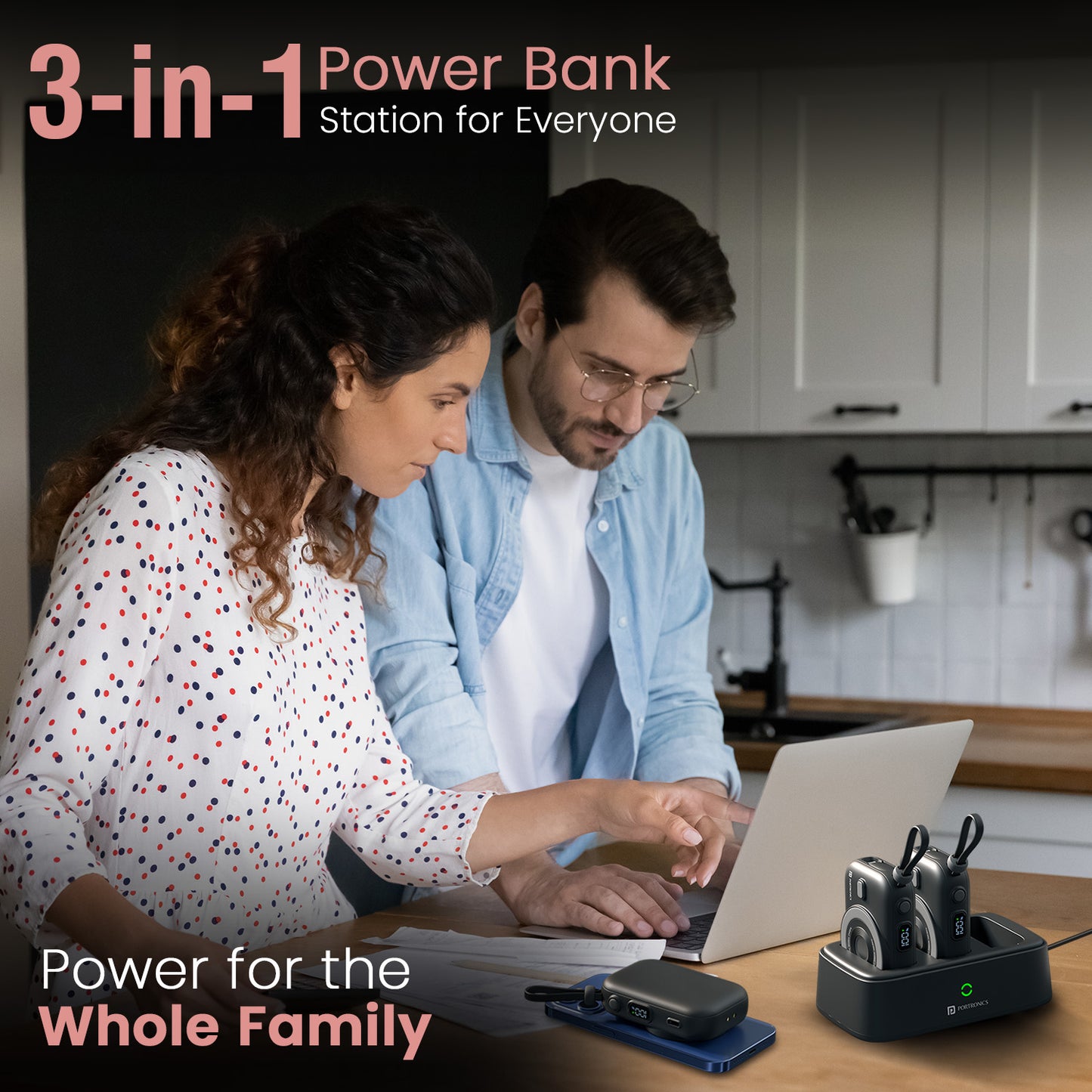 Smallest Power Bank with 3-in-1 Charging – Power Shutter Home Portronics Power Bank for Mobile and Wireless Charging Convenience| best wireless powerbank online