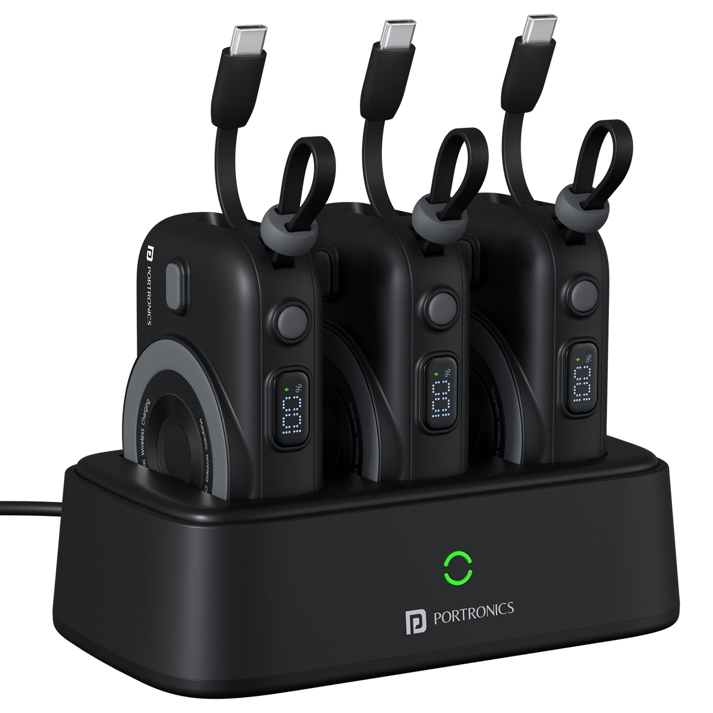 Power Shutter Home Wireless Power Bank for iPhone – 10000mAh Portronics Power Bank with 15W Wireless and 22.5W Wired Fast Charging Output