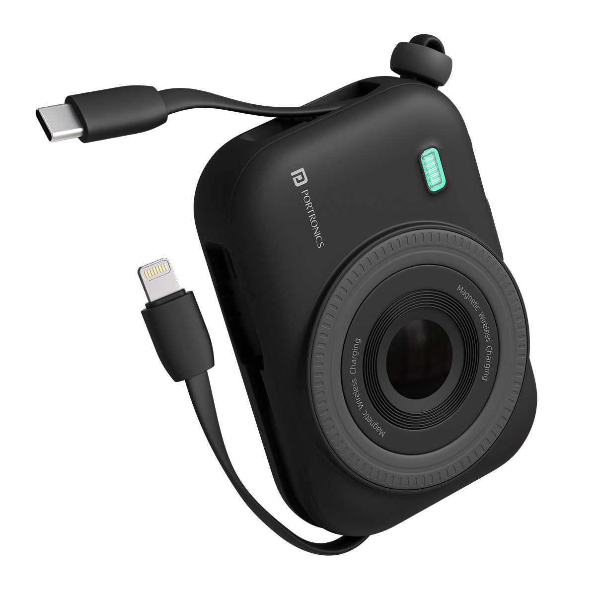 Black Portronics Power Shutter  10K 10000mah wireless power bank| portronics power shutter 10000mah power bank at best price| portronics wireless power bank online