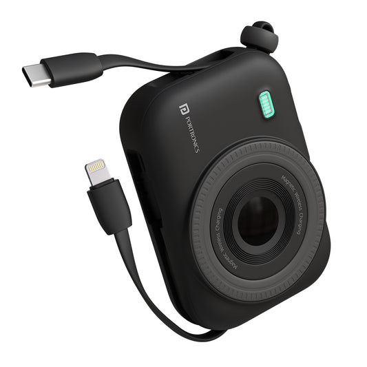 Black Portronics Power Shutter  10K 10000mah wireless power bank| portronics power shutter 10000mah power bank at best price| portronics wireless power bank online