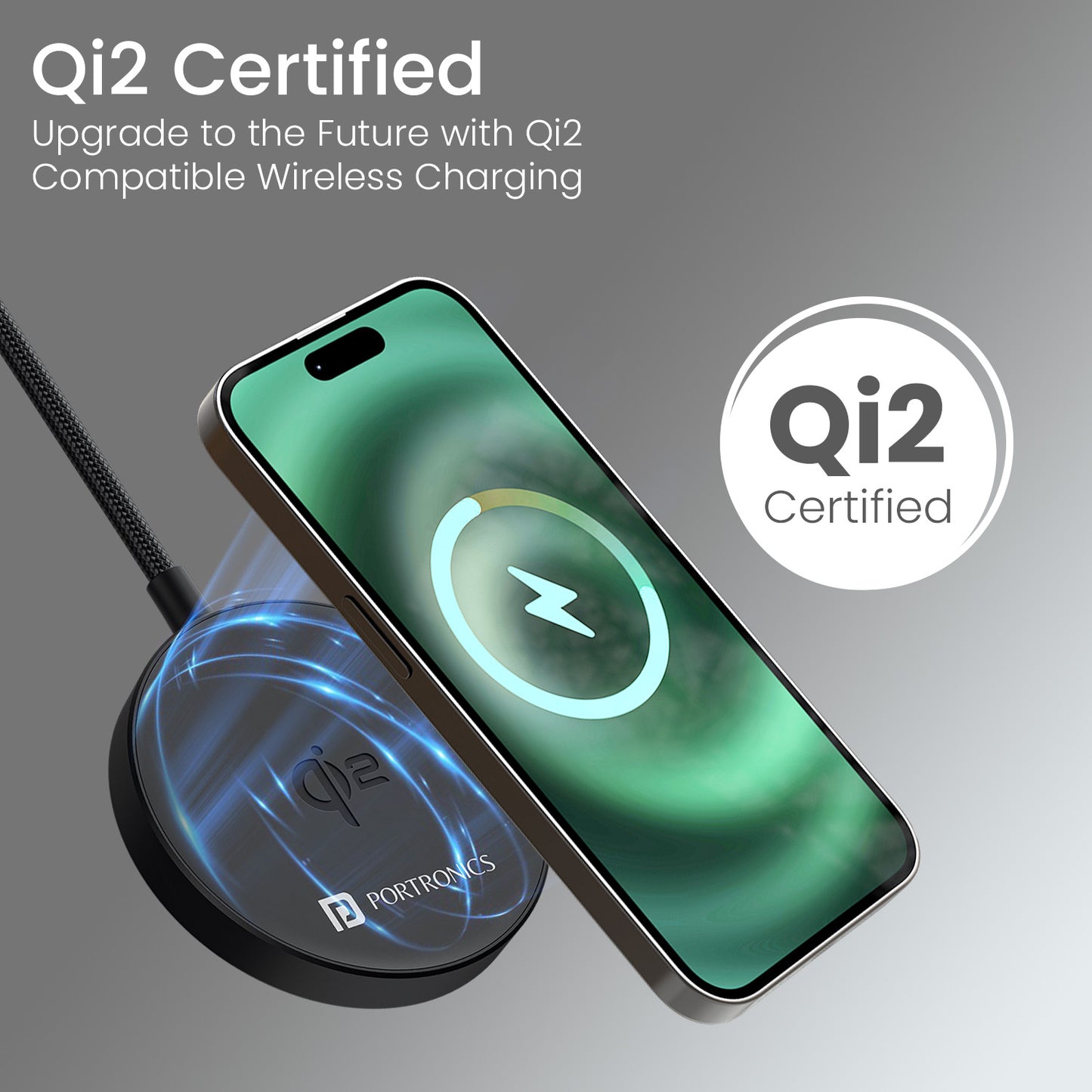 Black  Quikk Wireless Charger for Samsung ensures safe and efficient charging, preventing overheating and overcharging while maintaining a slim and stylish design