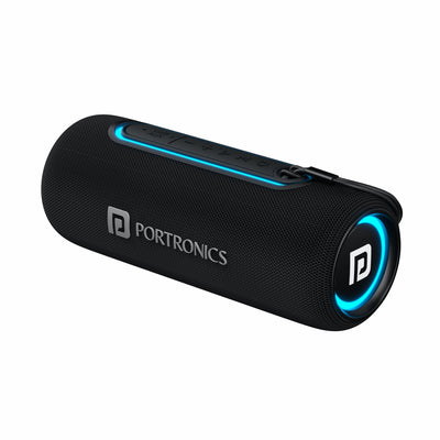 Portronics Resound 2 portable Speaker bluetooth . BT Speaker for iOS & Android Smartphones. Bluetooth mini speaker with AUX, In-built FM & USB Flash drive support. portable bluetooth speakers with bass & RGB lights and extended playback.