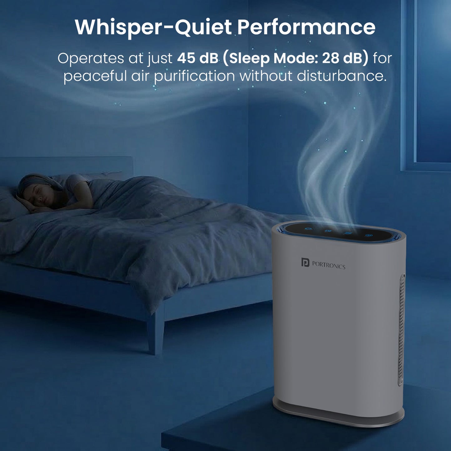portronics air x air purifier with sleep mode | air cleaner with touch panel and remote control | best air purifier for home with 28db whisper quiet operation and adjustable fan speed