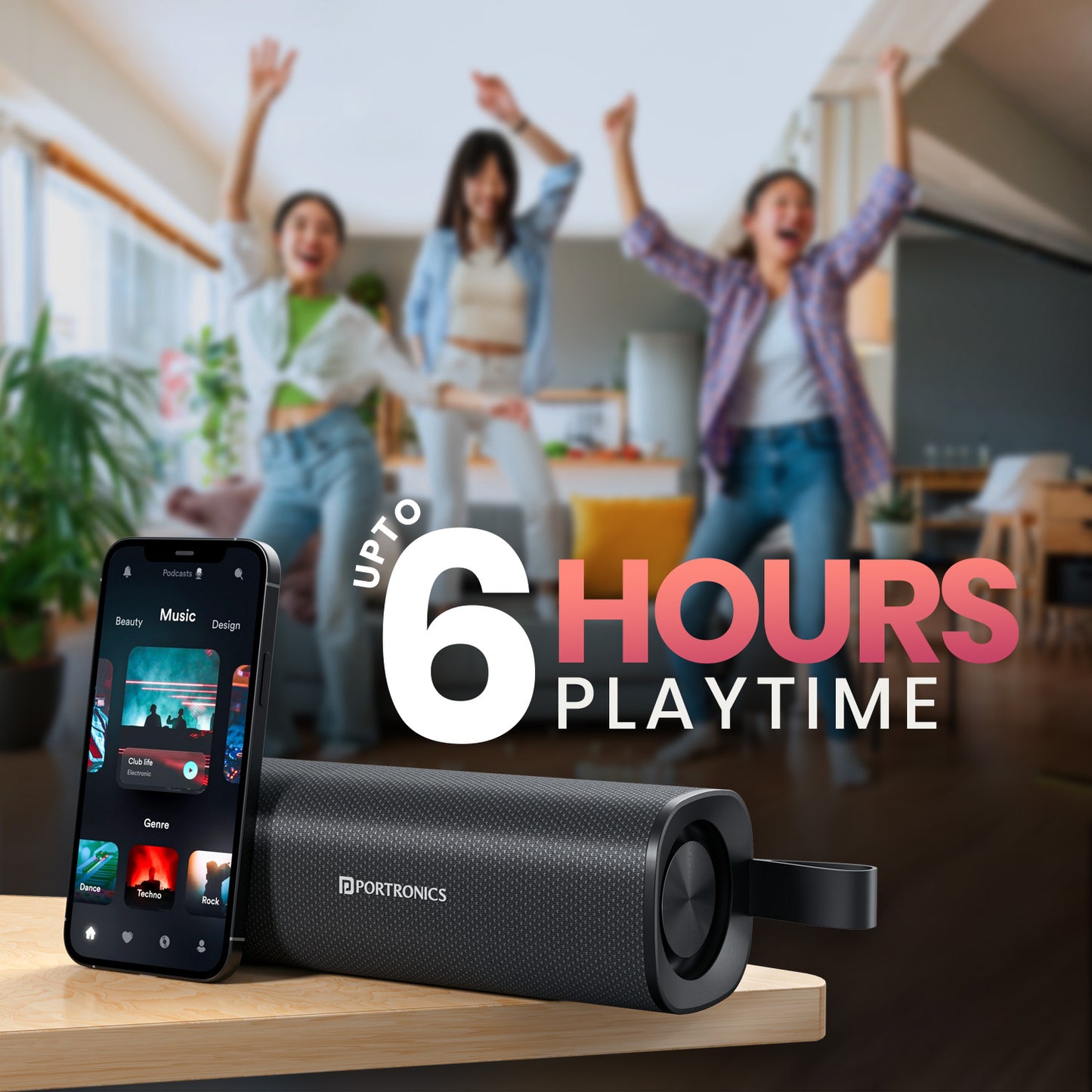 portronics bluetooth speaker fynix 30w hd sound speaker with 6hr playtime| speaker with type c charging