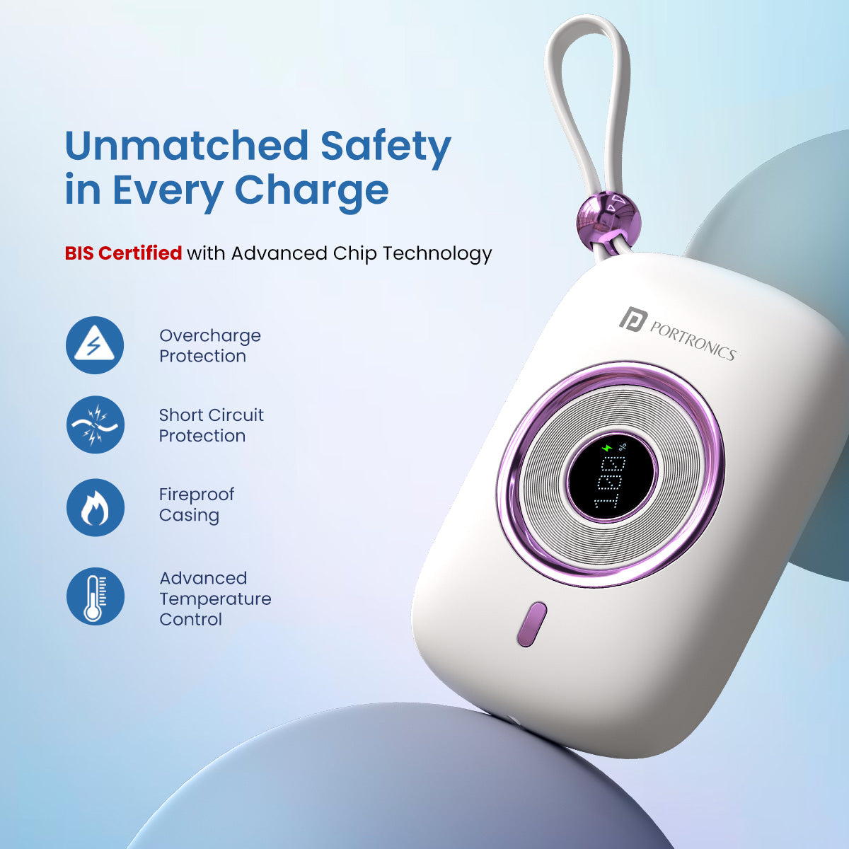 White portronics fast charging power bank Power shutter pro| best powerbank for mobile online| power bank 10000mah for professional