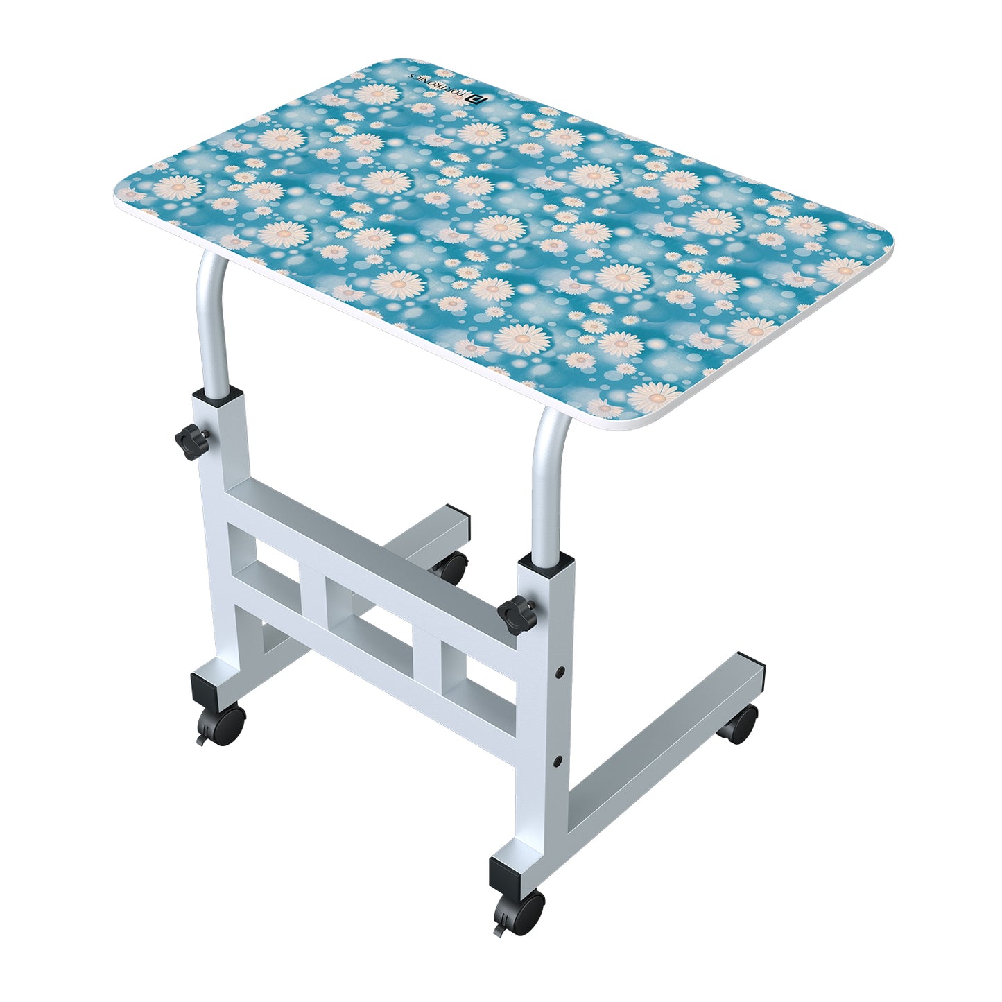 Sky Blue portronics my buddy d height adjustable table | height adjustability from 52 to 80 centimeters adjustable laptop table | adjusting height for different chairs and seating standing laptop desk | why choose an adjustable laptop desk with manual lock knobs
