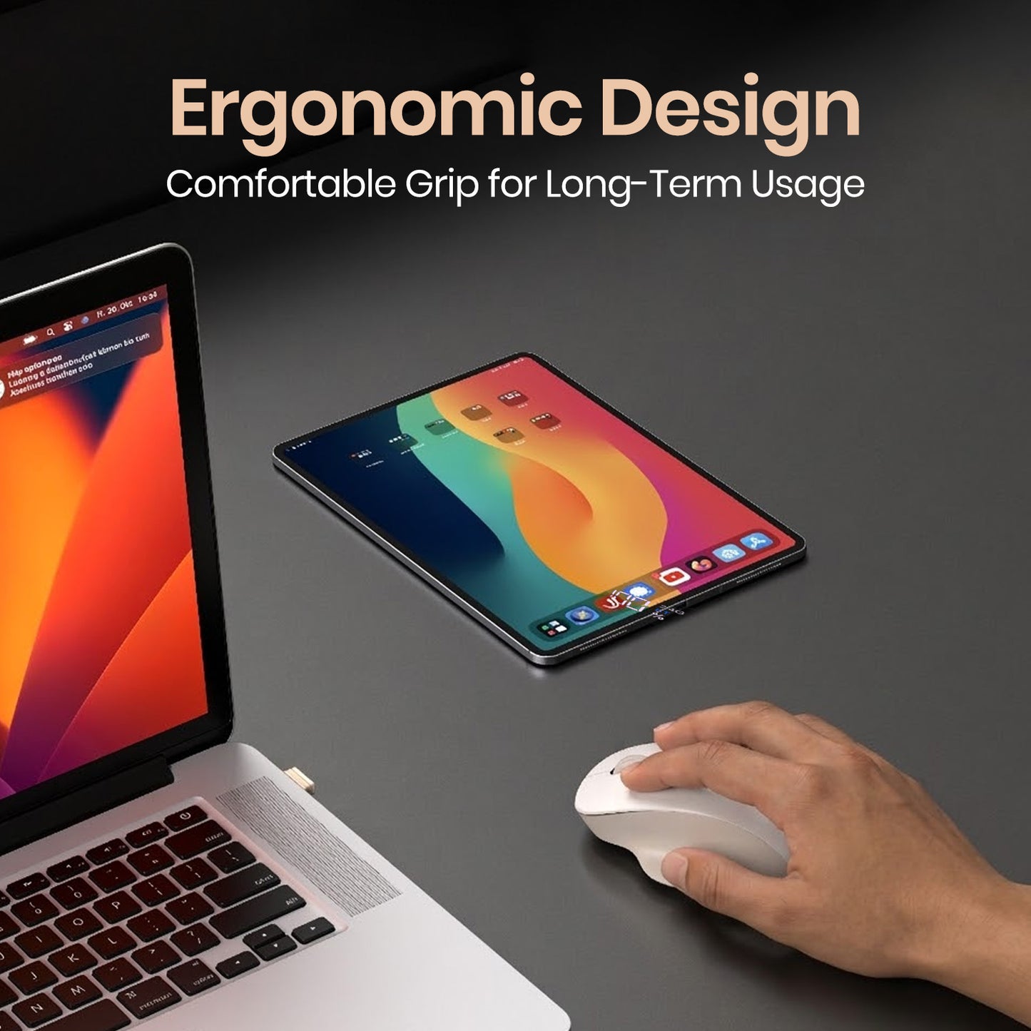 White portronics toadgo silent wireless mouse for macbook and tablet – ergonomic design for comfortable all-day grip, best laptop mouse for office and multitasking