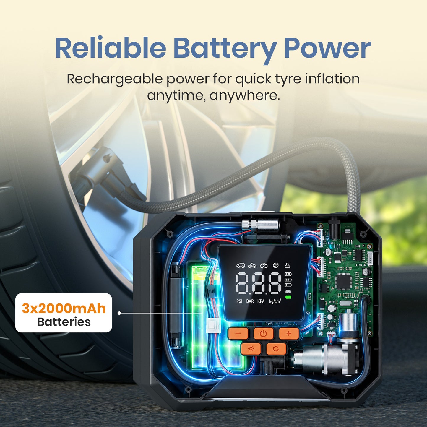 portronics vayu neo rechargeable air pump | three cell internal rechargeable battery pack rechargeable tyre inflator | long lasting wireless inflation power sports ball inflator | cordless tyre inflator best cordless tyre inflator under 2000 in india