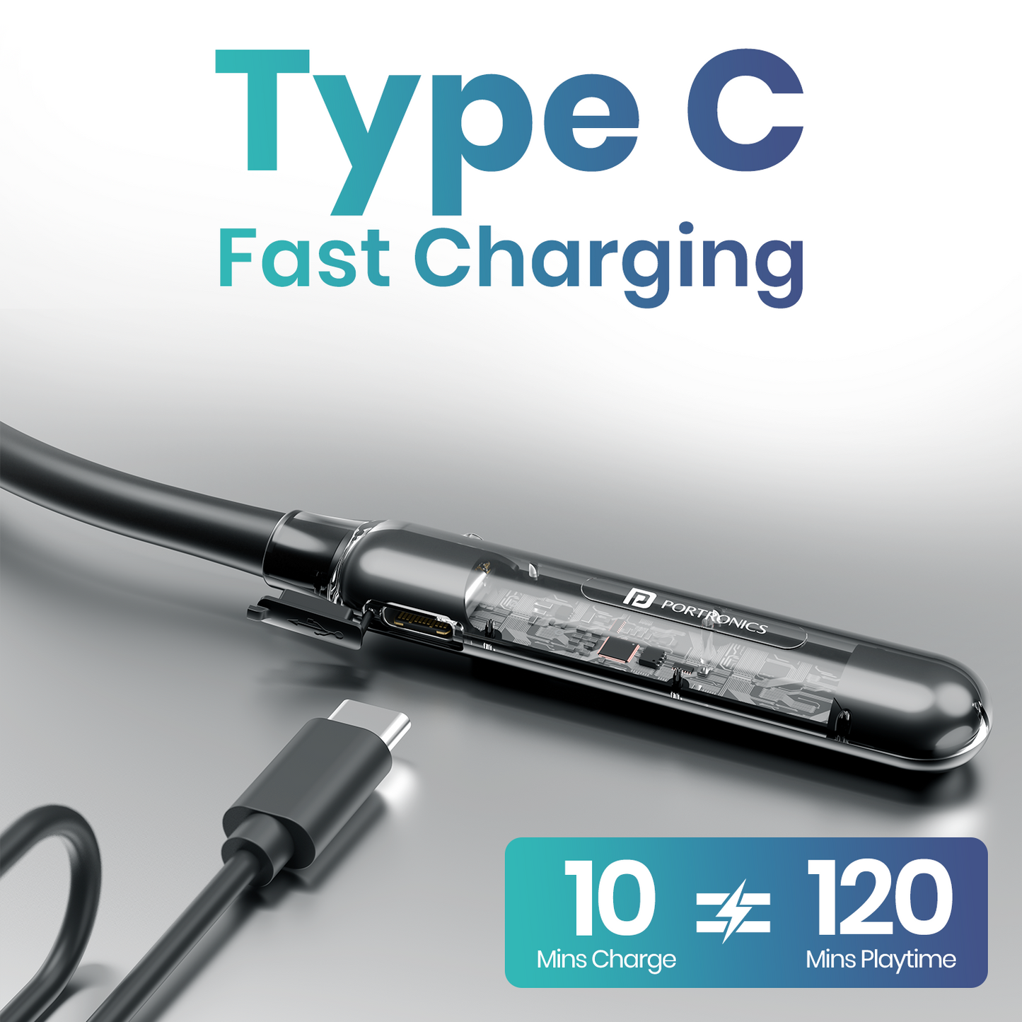 Portronics Harmonics Y3 Bluetooth neckband for active use, 10mm dynamic drivers, 1-year warranty, fast charging, dual mode for gaming or music, magnetic earbuds, and neckband for travel or fitness.