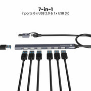 Potronics Mport 7 Type C USB Ports hub with 7 USB ports for PC or Laptop