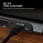 Portronics Mport 13C USB Multiport hub 13-in-1 docking station with USB, HDMI, Ethernet, & VGA ports, and Type-C PD charging slot along with TF & SD card slots