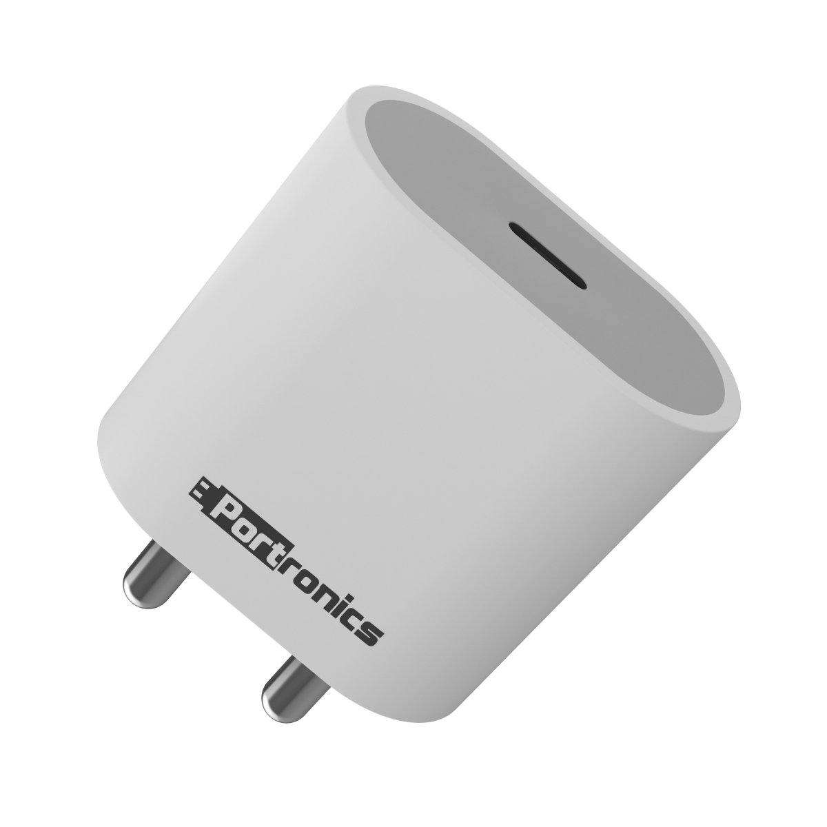 White Portronics Adapto 20 20W Type-C PD iPhone Charger online at best price