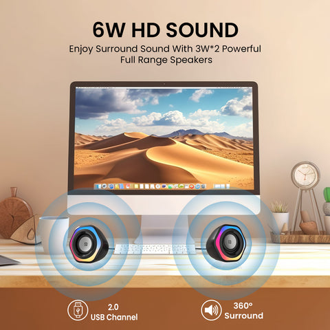 Portronics In Tune 4 6 watts usb stereo speakers comes with surrond sound and usb channel
