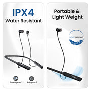 Portronics Harmonics Z10 wireless neckband eaarphones is water resistant and light weight