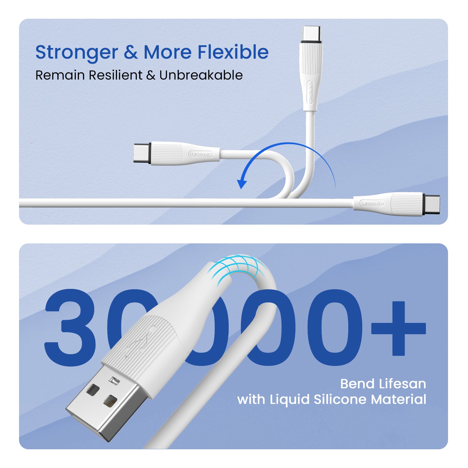 Silklink - A to C Cable Silicone 1M 3A — Portronics