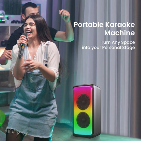 Portronics Iron Beats portable party speaker | Bluetooth party speaker with multi connectivity| 250w party speaker| wireless party speaker| Portable wireless Speaker with portable karaoke mic