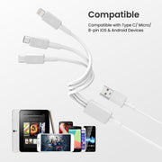 Portronics Konnect Link 3. Connect Lightning, Micro USB, and Type-C devices with this compact, tangle-free 3-in-1 cable. 