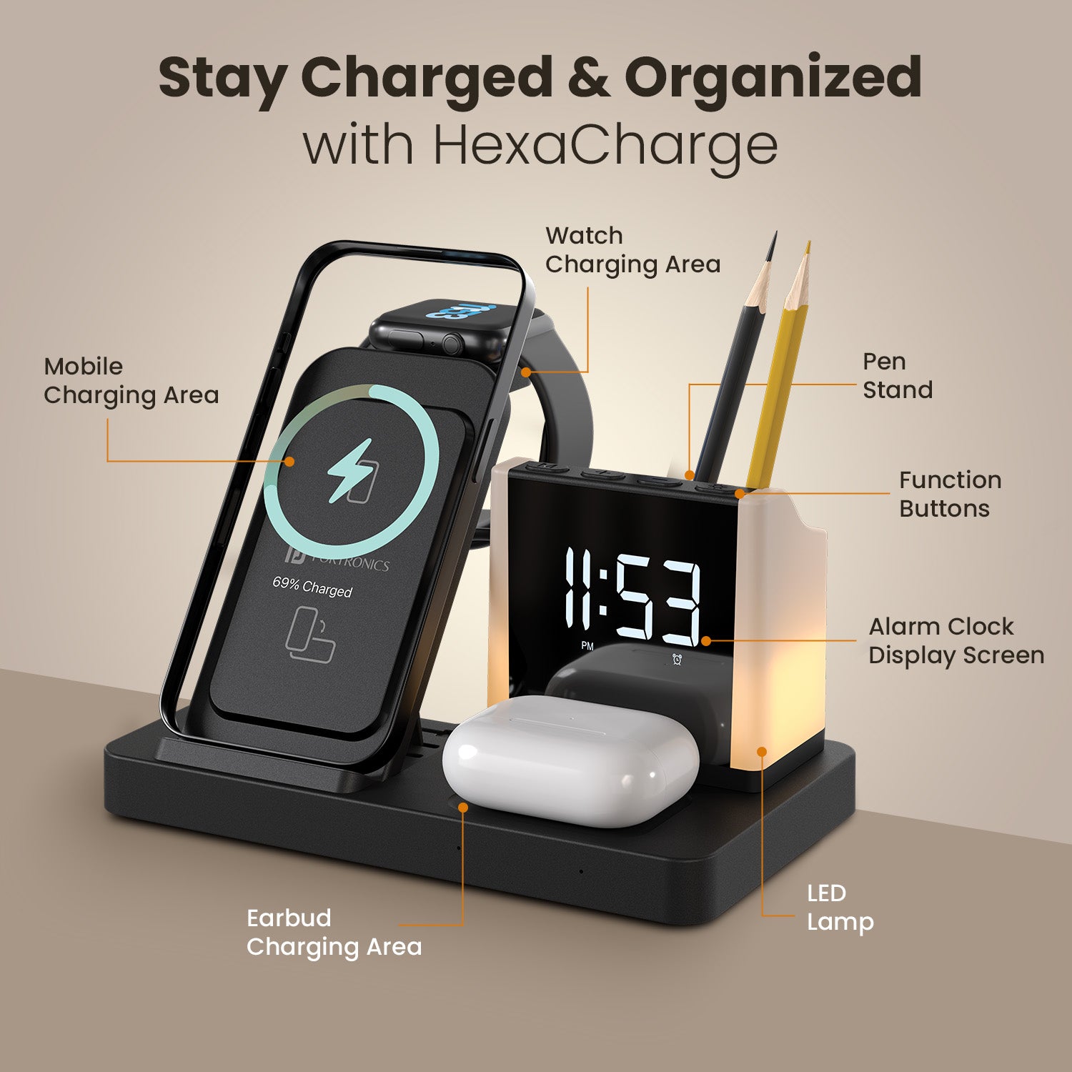 Portronics Best In Wireless Charger For Iphone Hexacharge