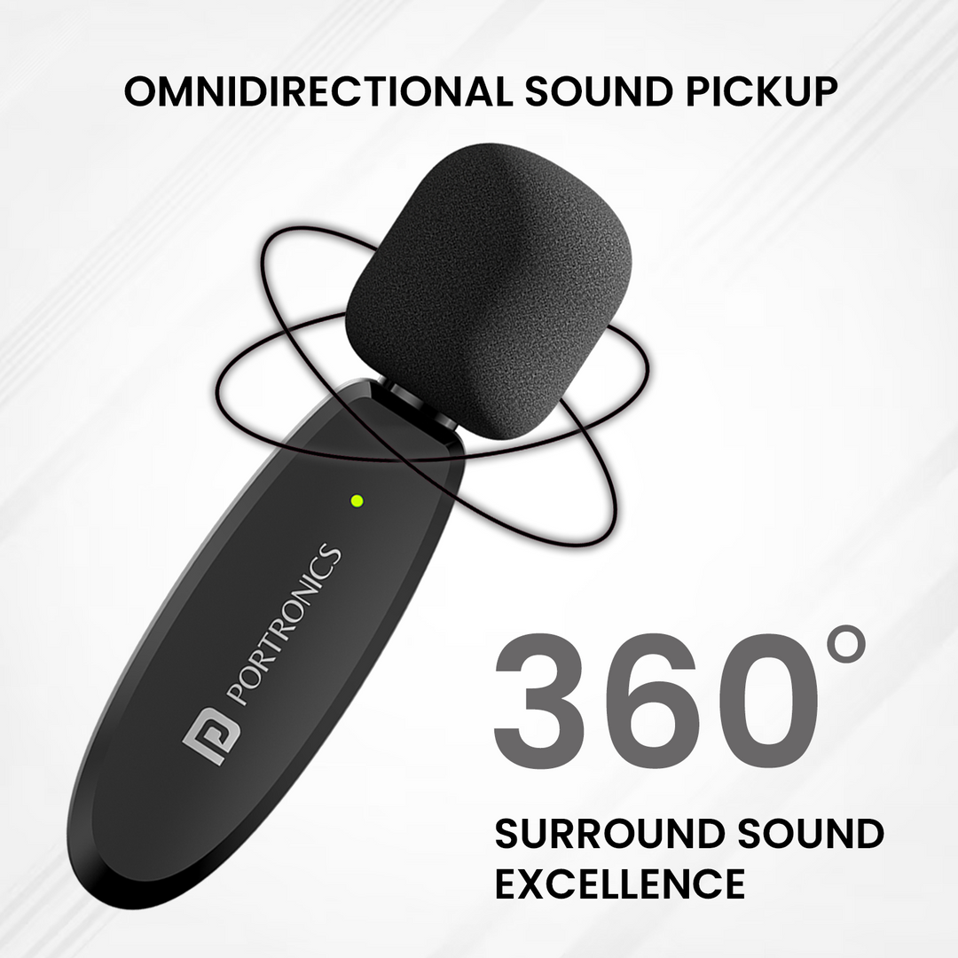 Shop Portronics Vlogmate Wireless Microphone With 360° Audio Capture