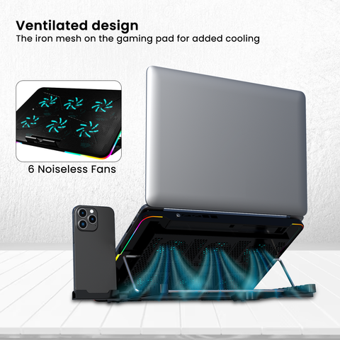 Portronics My Buddy Air Cooling Pad: Portable Laptop stand with 6 fans