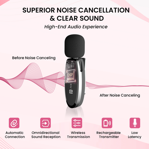 Portronics dash 5 omni direction wireless microphone audio accessories comes with noise cancellation