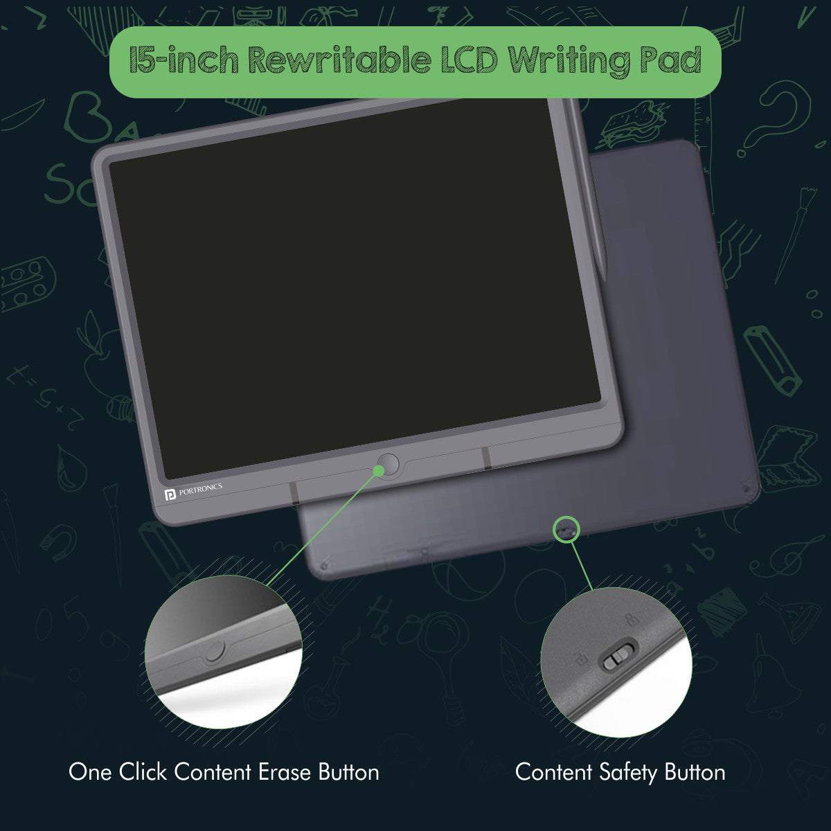 Portronics Ruffpad15: LCD Writing Tablet/Notepad With Stylus