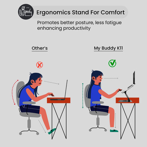 My Buddy K11 ergonomics design laptop stand| foldable laptop stand for table 