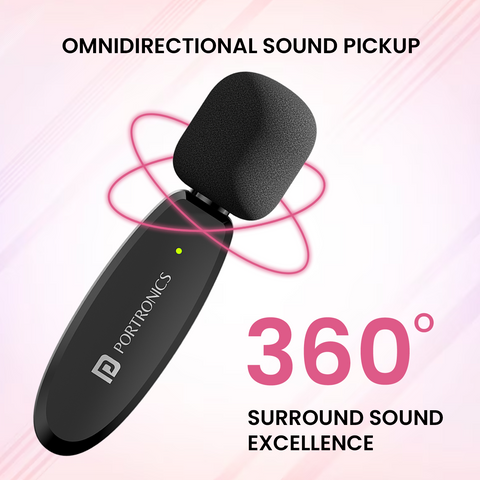 Portronics dash 5 omni direction 3 in 1 wireless microphone audio accessories with 360 degree sound capture