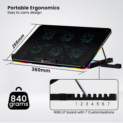 Portronics My Buddy Air Cooling Pad: Portable Laptop stand easy to carry