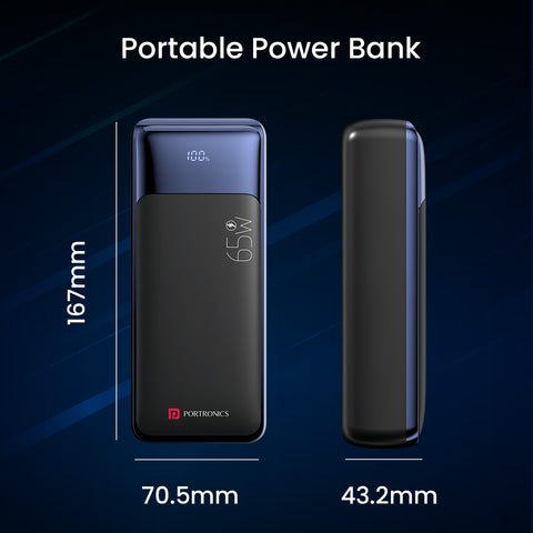 Portronics Ampbox 27K 27000mah 65w portable power bank for laptop and mobile