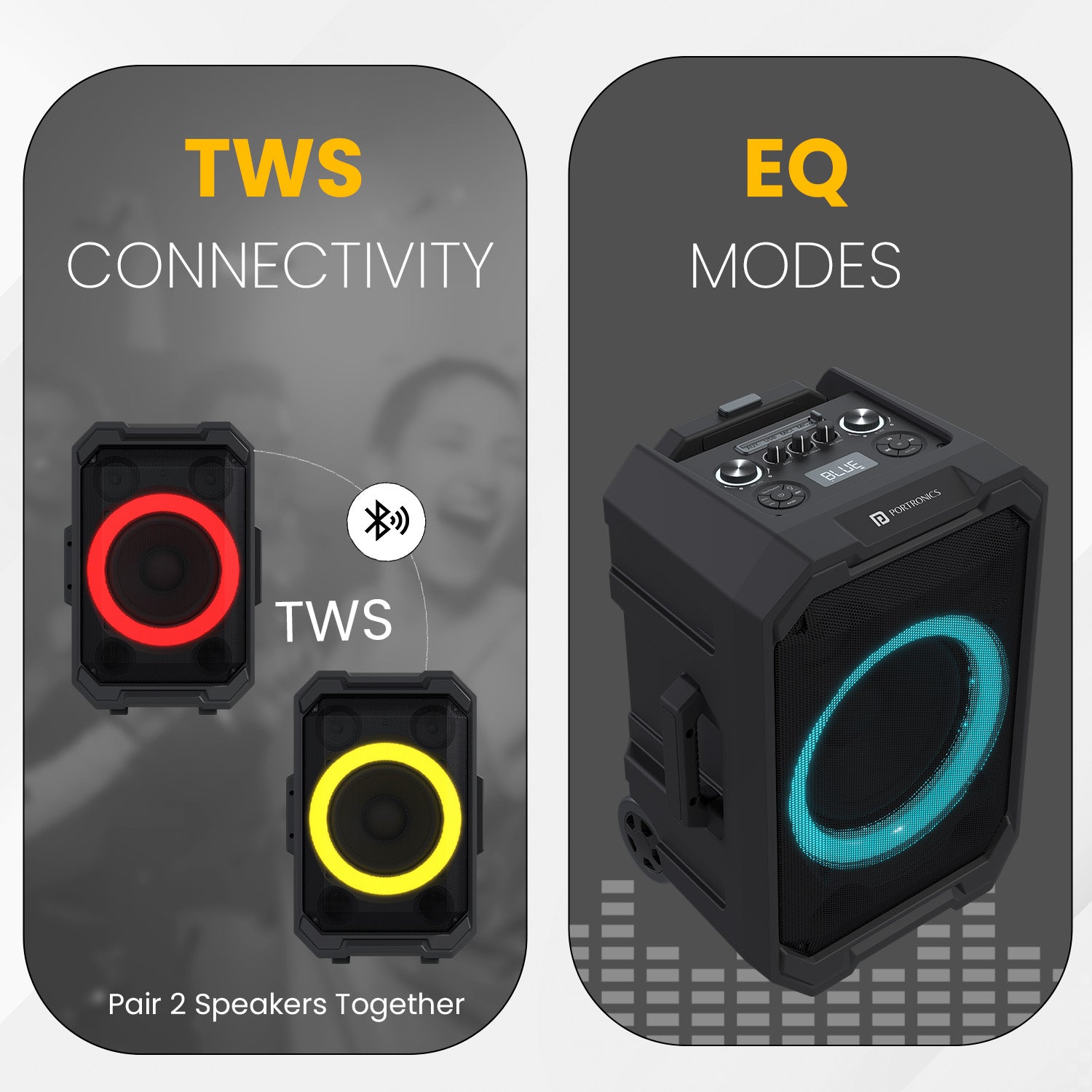 Portronics Iron Beats ii portable bluetooth party speaker with RGB Lights | Bluetooth party speaker| 250w party speaker| wireless party speaker| Portable wireless Speaker