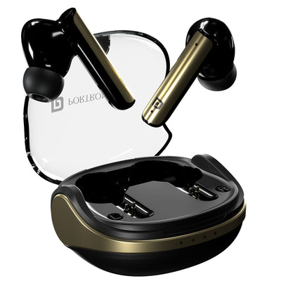 Portronics Harmonics Twins S7 TWS bluetooth earbuds Type C Charging Port, black