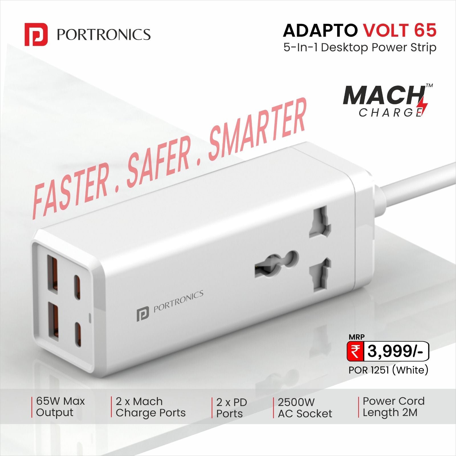 Adapto System Buy Portronics Adapto Volt 65 High speed 5-in-1 Power Adapter