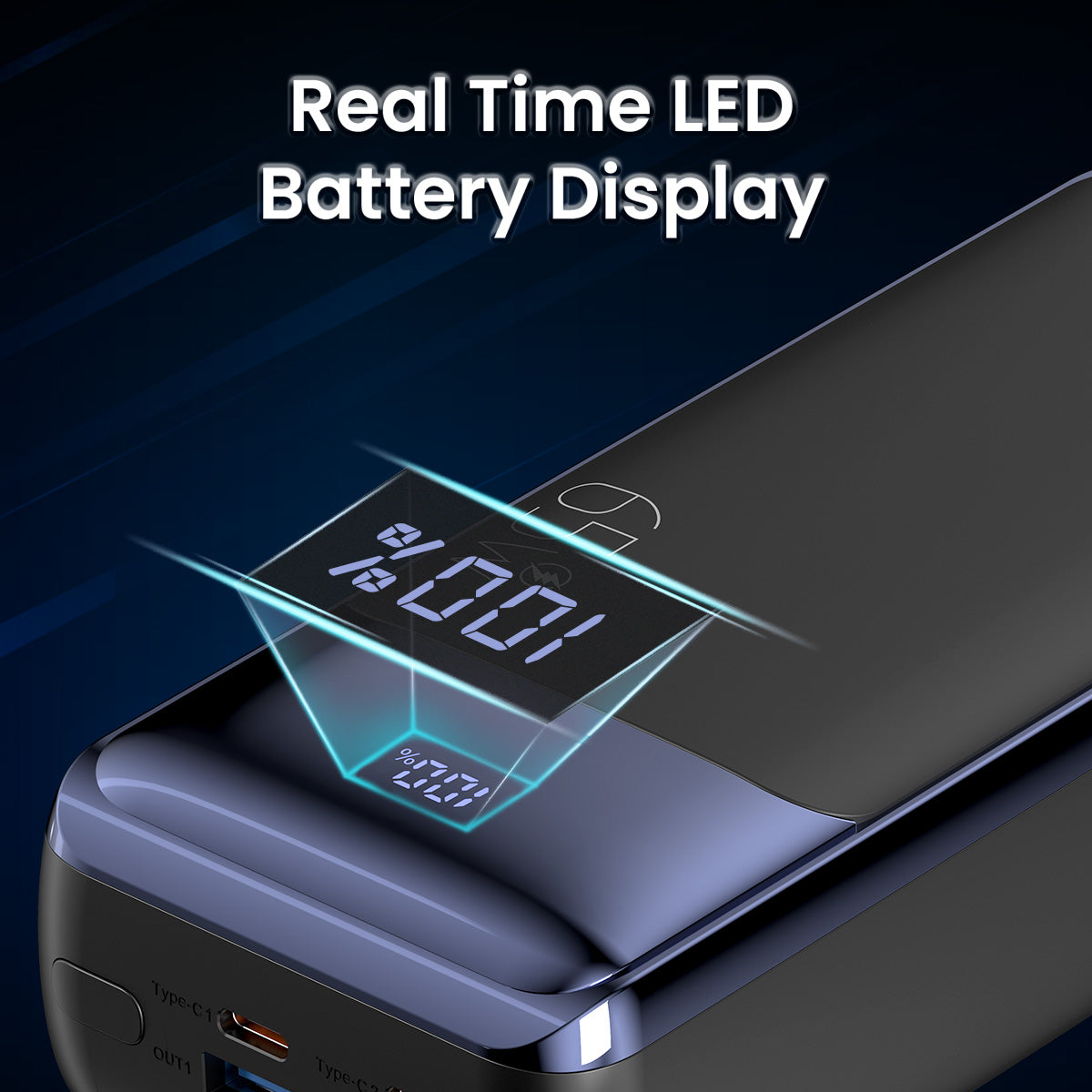 Black Portronics Ampbox 27K 27000mah fast charging 65w power bank for laptop and mobile with real time display| 27000mah power bank by portronics| portronics 27000mah 65w power bank for laptop
