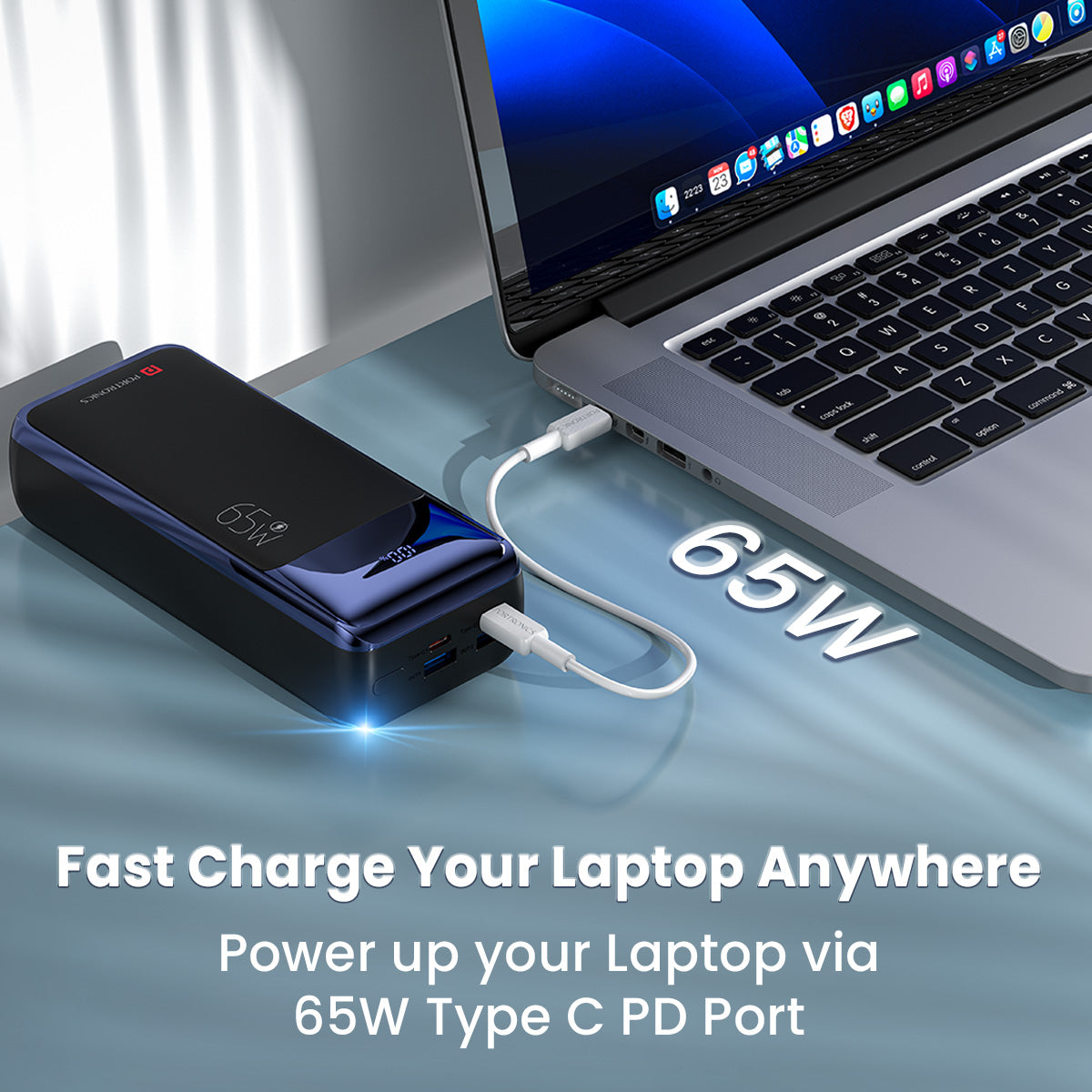 Black Portronics Ampbox 27K 27000mah fast charging laptop power bank| portronics power bank 27000mah at best price
