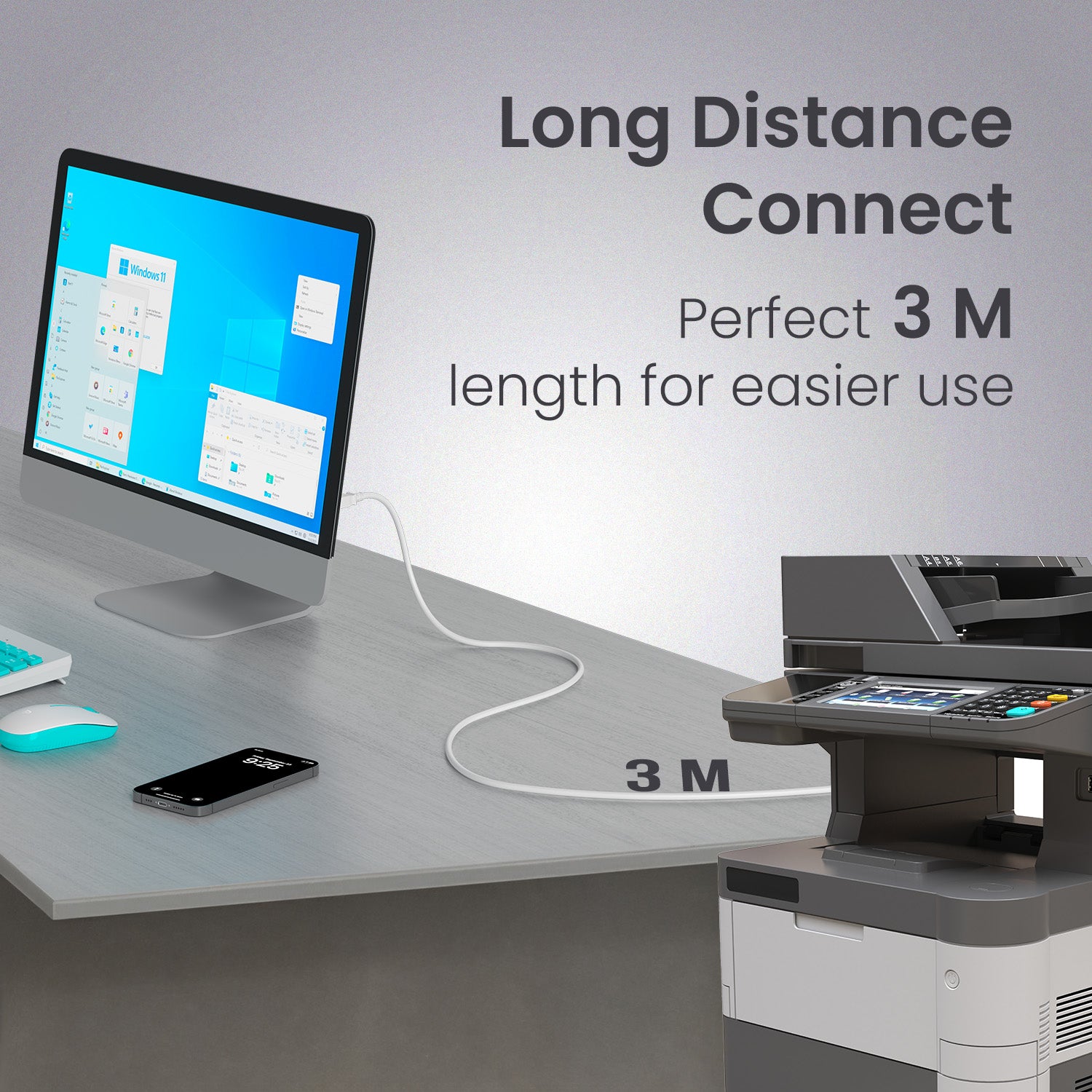 Printlink 3 - USB A To USB B For Printer 3M Cable
