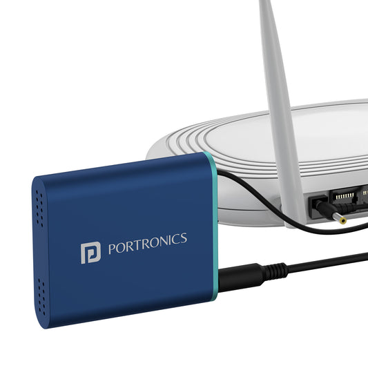 Portronics POWER PLUS 2000mah extended power bank for WiFi router. Blue